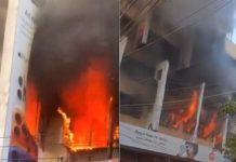 Dukaamada oo la xiray iyadoo booliisku ay ka hortagayaan bililiqo kadib markii uu dab ka kacay dhismo ganacsi